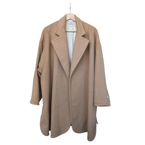 Rebecca Moses Collection Jackets & Blazers - Camel Hair Vintage 90s Coat Belted Wrap Size 12 Made in USA